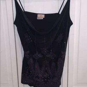 Vintage 90s/Y2k Bedazzled Cowl Neck Top